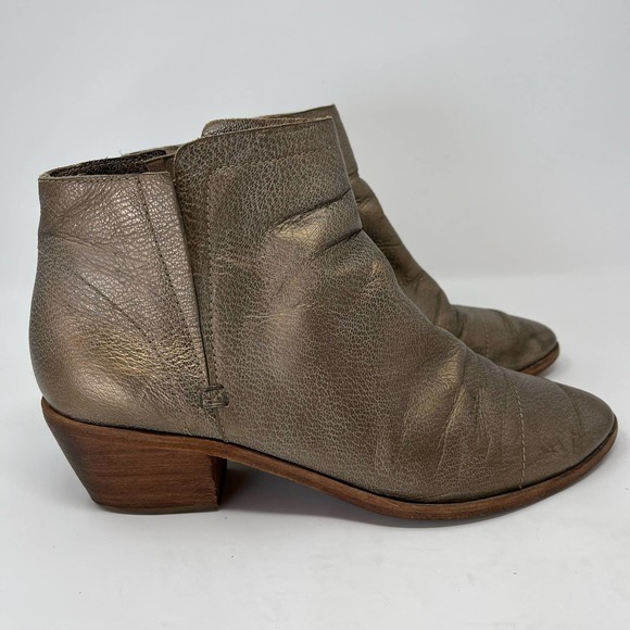 Joie Jodi Gold Metallic Leather Boots Booties Flaw Size‎ Euro 40 - US 10 - Picture 1 of 8